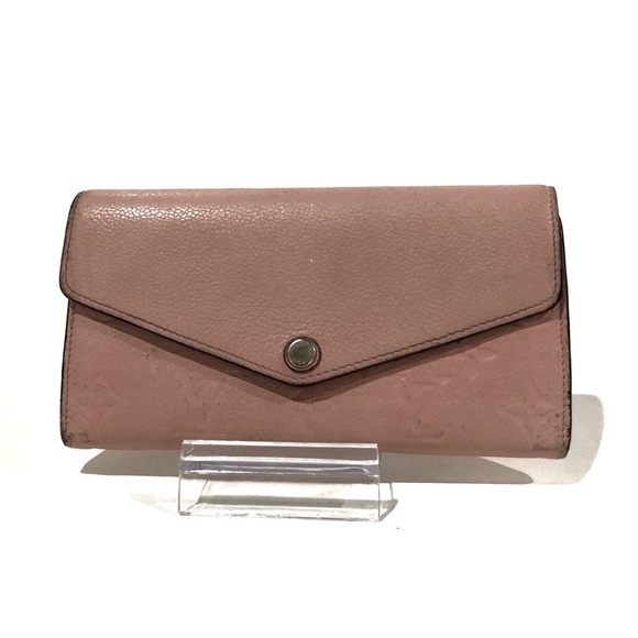 Auth Louis Vuitton Pink Monogram Leather Empreinte Long Sarah Button Wallet - Picture 1 of 13